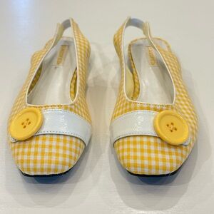 Classified Gingham Button Flats | 8.5 | yellow & white